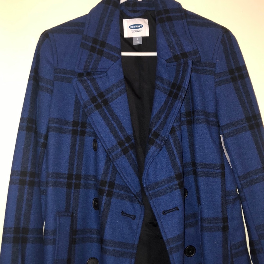 Plaid pea coat